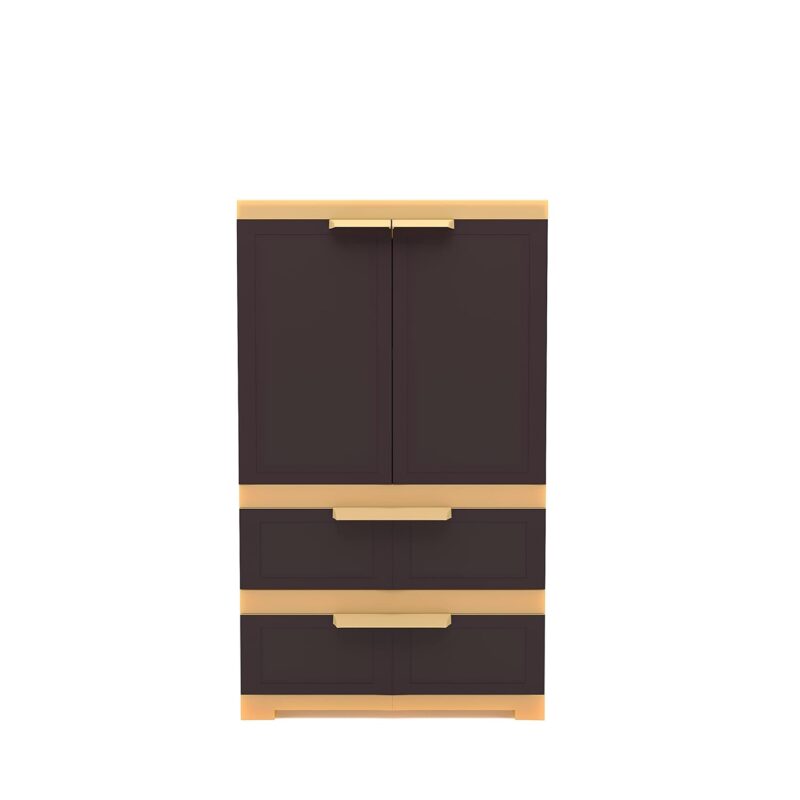 Nilkamal Freedom 2-Drawer Plastic Storage Cabinet | Weathered Brown & Biscuit | Multipurpose Organizer for Home & Office