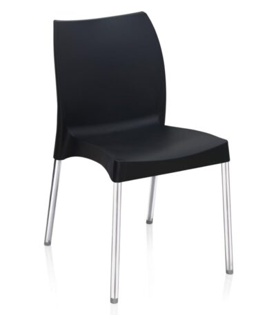 KRISHTHA Supreme Hybrid Premium Chair – Black | Armless PP Seat & SS Legs | Stylish & Durable for Restaurant, Cafeteria, Home & Office Use