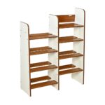 Nilkamal Vesper 8-Tier Shoe Rack – Walnut & White Finish, Engineered Wood, Holds 16 Pairs, Ideal for Entryway, Hallway, Closet, Office, Dorm Room