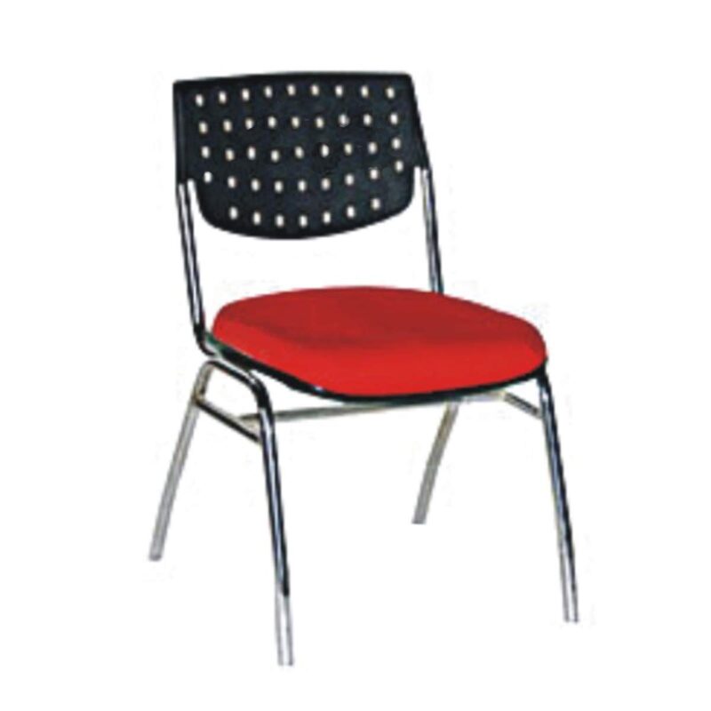KRISHTHA Plastic Restaurant & Cafeteria Chairs – Ergonomic, Durable & Stylish (Black & Red)
