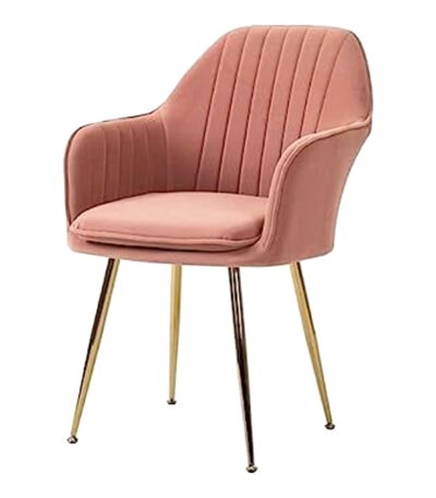 KRISHTHA Velvet Dining Chair with Cushion Seat and Golden Metal Legs – Modern Upholstered Arm Chair for Living Room, Bedroom, Restaurant