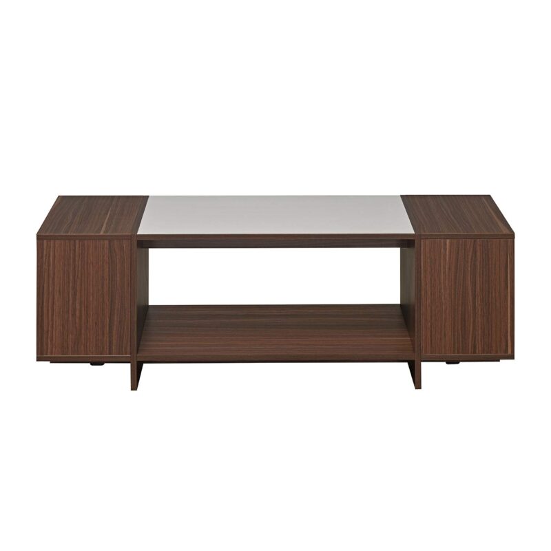 Nilkamal Carin Engineered Wood Center Table – Rectangular Coffee Table with Shelf, Walnut/Oak Finish