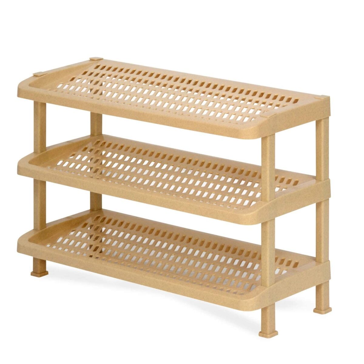 Nilkamal 3-Tier Multipurpose Plastic Storage Organizer – Marble Beige | Space-Saving Shelf for Home, Office, Kitchen, Bathroom & Shoe Rack Use | Durable & Easy to Assemble