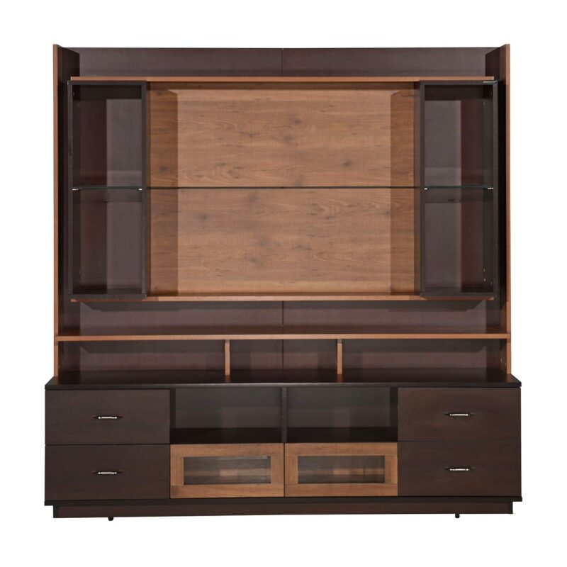 Nilkamal Leron Wooden TV Entertainment Unit – Elegant Brown Finish, 1-Door Media Console with Ample Storage