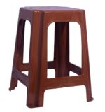 Nilkamal STL06 Strong & Durable Plastic Seating Stool – Pear Wood Finish | High Load Capacity | Contemporary Stool for Home, Kitchen, Bathroom, Office & Garden Use