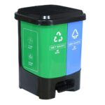 Nilkamal Plastic Step-On Wet and Dry Dustbin – 40 Litres (Green & Blue, 20+20 L) | Dual Compartment Pedal Bin for Home, Office & Commercial Use
