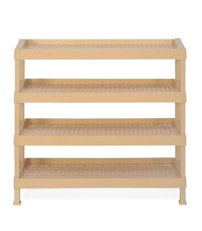 Nilkamal Multi-Purpose Plastic Shelf – 4 Tier Storage Rack | Beige | Space-Saving Organizer for Kitchen, Bathroom, Bedroom, Office & More | Durable Plastic Shelving Unit