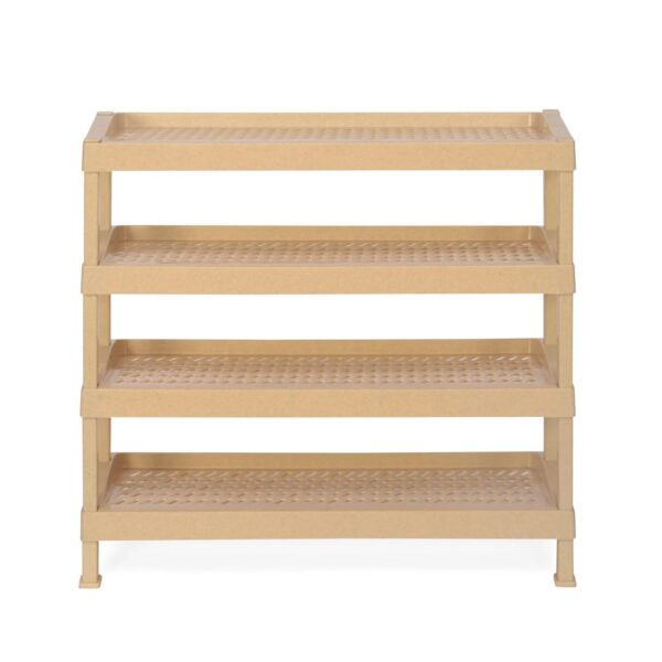 Nilkamal Multi-Purpose Plastic Shelf – 4 Tier Storage Rack | Beige | Space-Saving Organizer for Kitchen, Bathroom, Bedroom, Office & More | Durable Plastic Shelving Unit