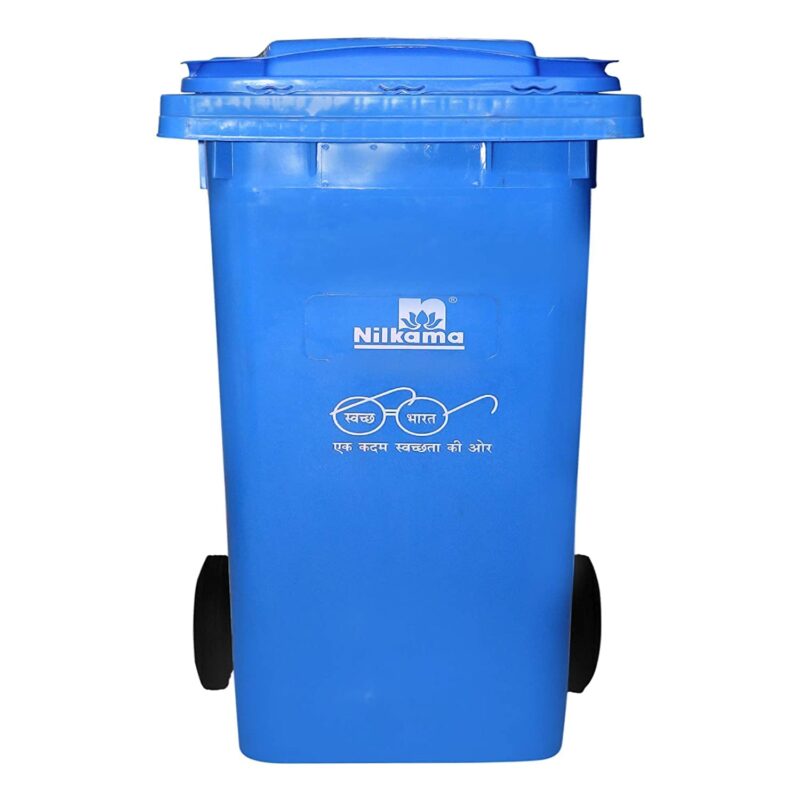Nilkamal Plastic 120 Litre Wheel Garbage Dustbin – Blue Body & Blue Lid | Large Outdoor Waste Bin with Wheels & Lid