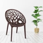 Nilkamal Plastic Chair for Living Room – Brown | Comfortable & Durable | Stackable Mid-Back Chair for Home, Office & Outdoor Use