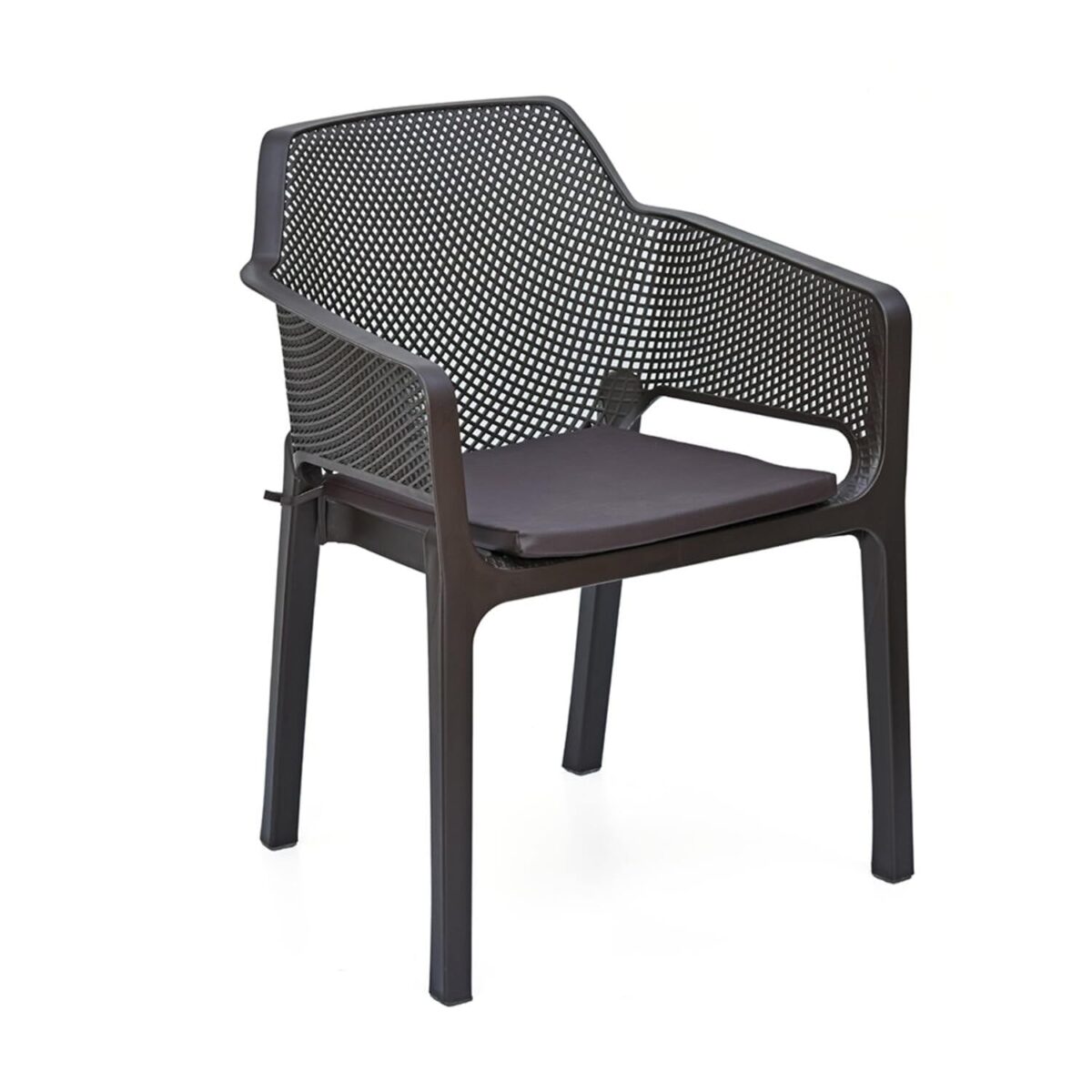 Nilkamal Captain Plastic Mid Back Chair | 100% Polypropylene Stackable Chair with Armrest | Season Rust Brown | For Home, Office, Outdoor & Garden Use