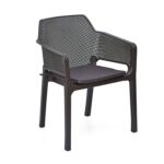 Nilkamal Captain Plastic Mid Back Chair | 100% Polypropylene Stackable Chair with Armrest | Season Rust Brown | For Home, Office, Outdoor & Garden Use