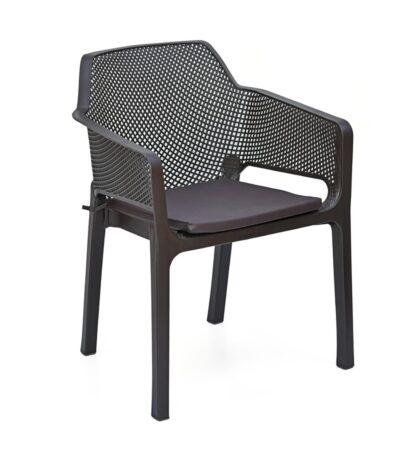 Nilkamal Captain Mid Back Plastic Chair with Cushion | Stackable Armchair for Home & Outdoor | Season Rust Brown