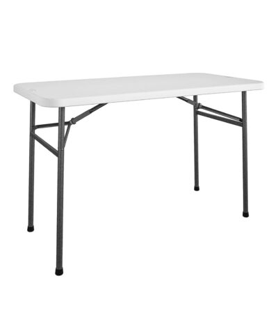 Krishtha 4FT Straight Folding Utility Table – White | Portable Multipurpose Desk for Indoor & Outdoor Use – Camping, Tailgating, Events & Crafting**