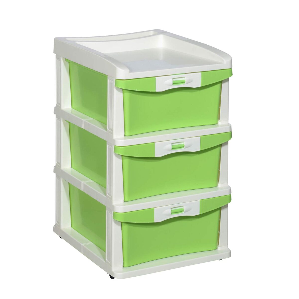 Nilkamal 3-Layer Plastic Chest of Drawers | Cream & Pista Green | Multipurpose Storage Organizer for Kitchen, Home & Office