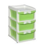 Nilkamal 3-Layer Plastic Chest of Drawers | Cream & Pista Green | Multipurpose Storage Organizer for Kitchen, Home & Office