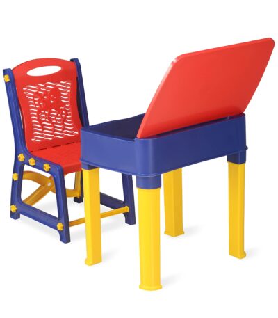 Nilkamal Junior's Study Desk | Multicolour (Red/Blue/Yellow) | Plastic Kids Study Table | Rectangular Desk for Learning & Play