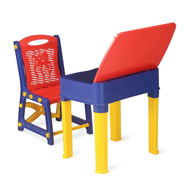 Nilkamal Junior's Study Desk | Multicolour (Red/Blue/Yellow) | Plastic Kids Study Table | Rectangular Desk for Learning & Play