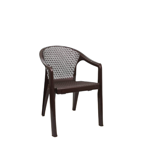 NILKAMAL Plastic Arm Chair for Home & Office | Glossy + Matte Finish | Comfortable Seating for Living Room, Dining, Kitchen, or Balcony | Brown