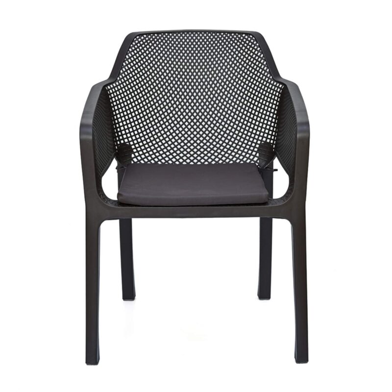 Nilkamal Captain Plastic Mid Back Chair | 100% Polypropylene Stackable Chair with Armrest | Season Rust Brown | For Home, Office, Outdoor & Garden Use
