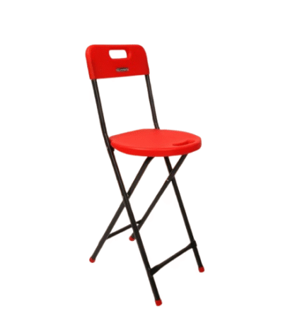 Krishtha Alexa Foldable & Portable Stool with Backrest – Red | Multipurpose Travel Chair for Fishing, Hiking, Gardening, BBQ & Outdoor Use