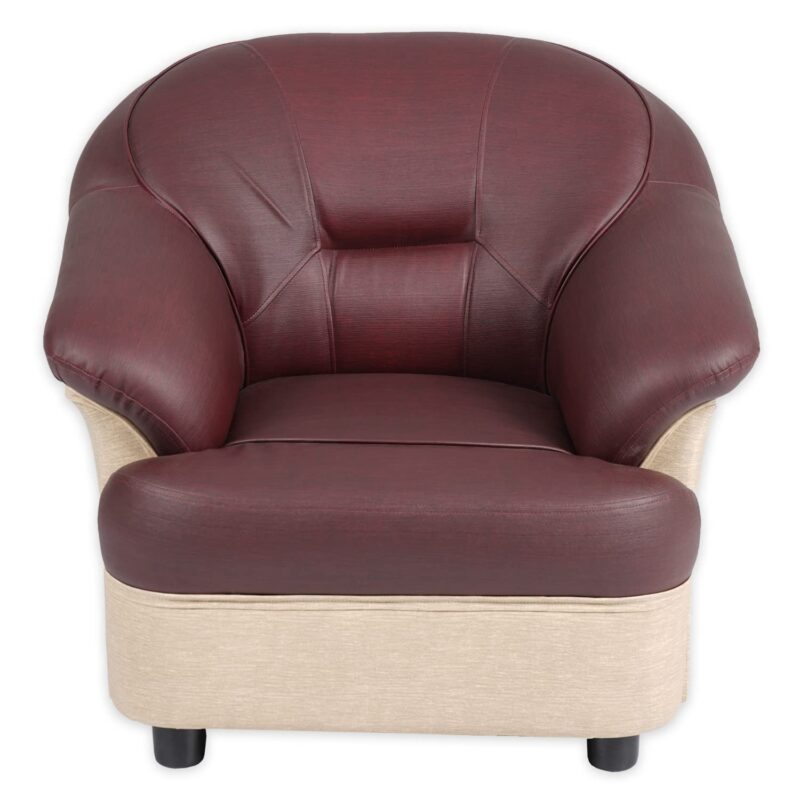 Nilkamal Bright 1 Seater Sofa – Maroon/Beige | Compact, Cushioned & Stylish Sofa for Living Room