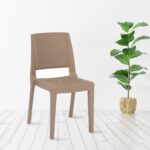 Nilkamal Mid Back Chair | Polypropylene Stackable Chair for Living Room, Bedroom, Kitchen, Office, Outdoor – Dark Beige