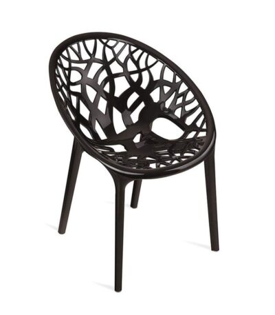 Nilkamal CRYSTALPP Plastic Mid Back Chair with Arm – Black | 100% Polypropylene | Stackable Chair for Home, Office & Outdoor Use
