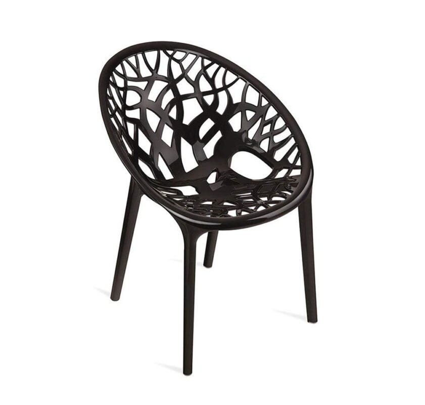 Nilkamal CRYSTALPP Plastic Mid Back Chair with Arm – Black | 100% Polypropylene | Stackable Chair for Home, Office & Outdoor Use