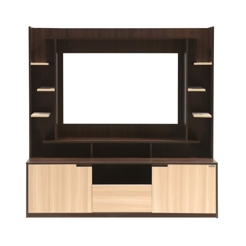 Nilkamal Cyndy Wall-Mounted TV Unit – Engineered Wood in Wenge & Oak Finish, Stylish Living Room Storage Solution