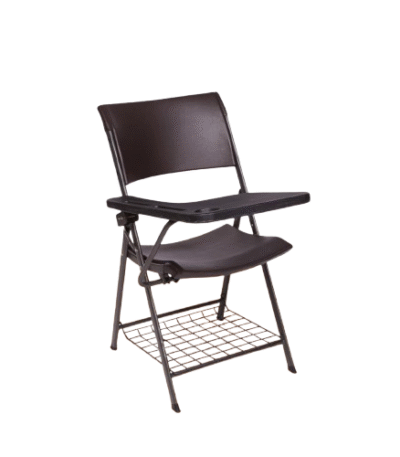 Krishtha Student Foldable Study Chair with Adjustable Writing Pad – Mild Steel Frame, Black | Ideal for Home, College, School, Coaching & Tuition Use
