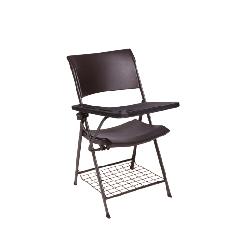 Krishtha Student Foldable Study Chair with Adjustable Writing Pad – Mild Steel Frame, Black | Ideal for Home, College, School, Coaching & Tuition Use