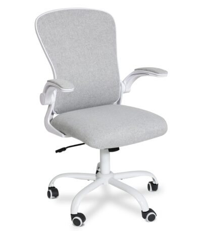 KRISHTHA Soontrans Ergonomic Office Chair – Adjustable Height, Reclining Backrest, Lumbar Cushion, 3D Folding Armrests & Breathable Mesh (Grey)