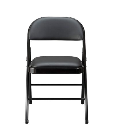 KRISHTHA Steel Foldable Chair with Arm Support – Padded Seat & Backrest, Metal Frame, Compact Design for Home, Office & Events (Black)