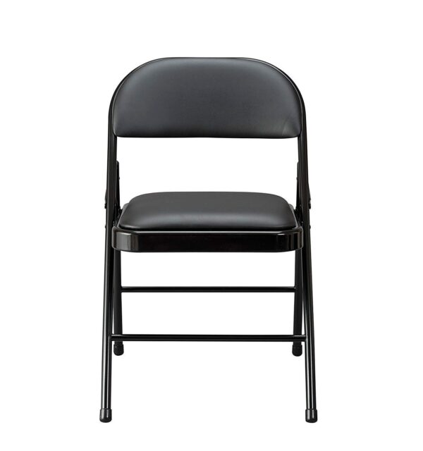 KRISHTHA Steel Foldable Chair with Arm Support – Padded Seat & Backrest, Metal Frame, Compact Design for Home, Office & Events (Black)