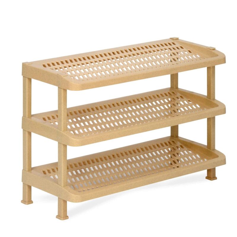 Nilkamal 3-Tier Multipurpose Plastic Storage Organizer – Marble Beige | Space-Saving Shelf for Home, Office, Kitchen, Bathroom & Shoe Rack Use | Durable & Easy to Assemble