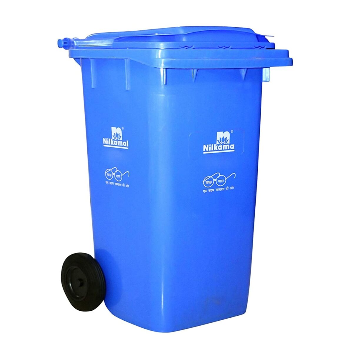 Nilkamal Plastic 120 Litre Wheel Garbage Dustbin – Blue Body & Blue Lid | Large Outdoor Waste Bin with Wheels & Lid