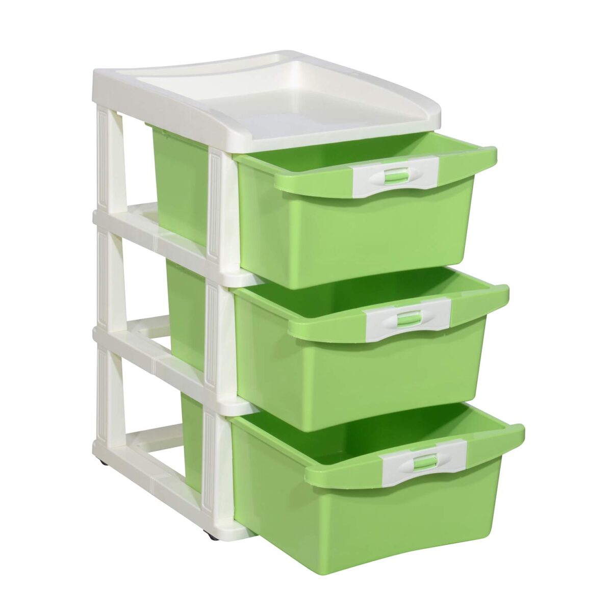 Nilkamal 3-Layer Plastic Chest of Drawers | Cream & Pista Green | Multipurpose Storage Organizer for Kitchen, Home & Office
