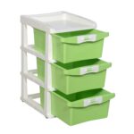 Nilkamal 3-Layer Plastic Chest of Drawers | Cream & Pista Green | Multipurpose Storage Organizer for Kitchen, Home & Office