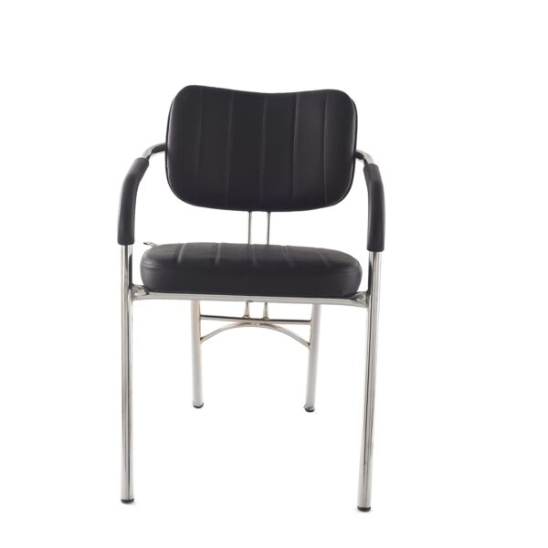KRISHTHA Leatherette Visitor/Study/Office Chair with Arms – Heavy Duty Metal Frame (Black)