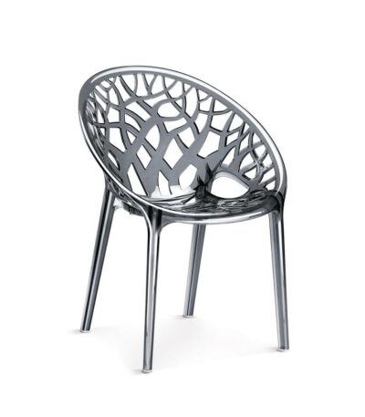 Nilkamal CRYSTALPC Mid Back Chair with Arm – Grey | 100% Polypropylene | Stackable Plastic Chair for Indoor & Outdoor Use