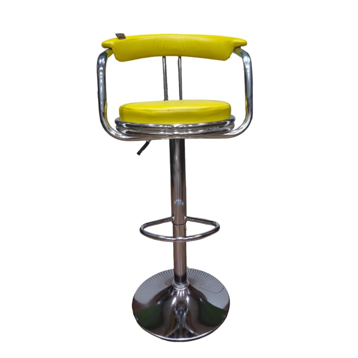 KRISHTHA Yellow Bar Stool – Medium Size Metal Frame Chair with Sled Legs, Leatherette Upholstery, No Assembly Required