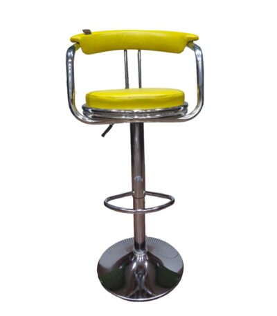 KRISHTHA Yellow Bar Stool – Medium Size Metal Frame Chair with Sled Legs, Leatherette Upholstery, No Assembly Required