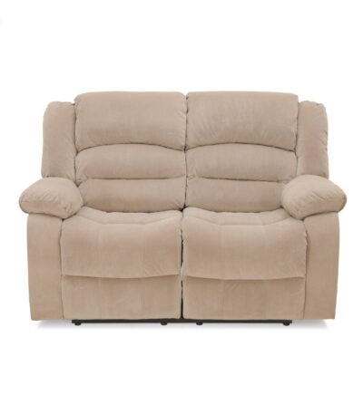 KRISHTHA Apple Two Seater Recliner – Plush Dual Reclining Sofa in Beige Fabric for Living Room Comfort