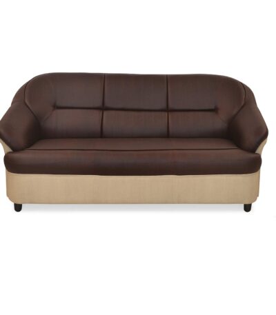 Nilkamal 3 Seater Sofa – Maroon & Beige | Faux Leather Upholstery, Comfortable Padded Arms, Stylish Living Room Seating
