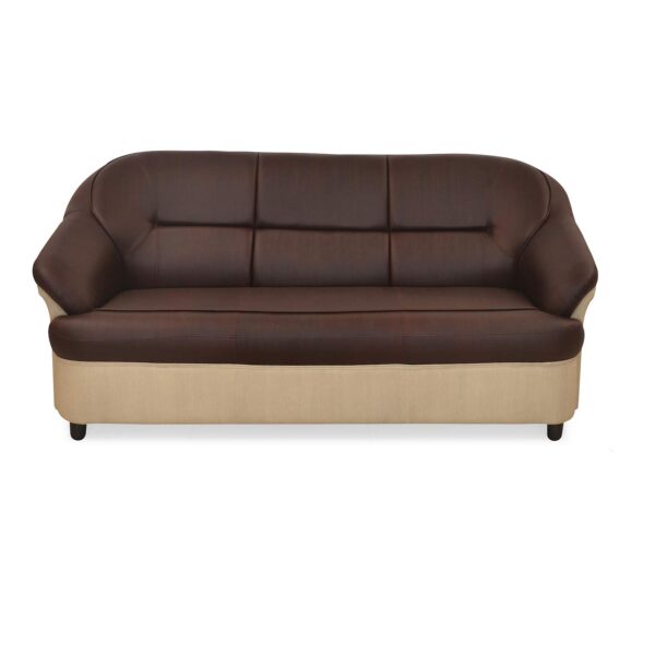 Nilkamal 3 Seater Sofa – Maroon & Beige | Faux Leather Upholstery, Comfortable Padded Arms, Stylish Living Room Seating