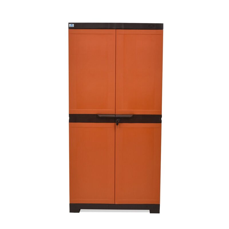 Nilkamal Freedom Large 18 Shoe Rack Cabinet | Season & Rust Brown | Dustproof Plastic Shoe Organizer for Home, Indoor & Outdoor Use