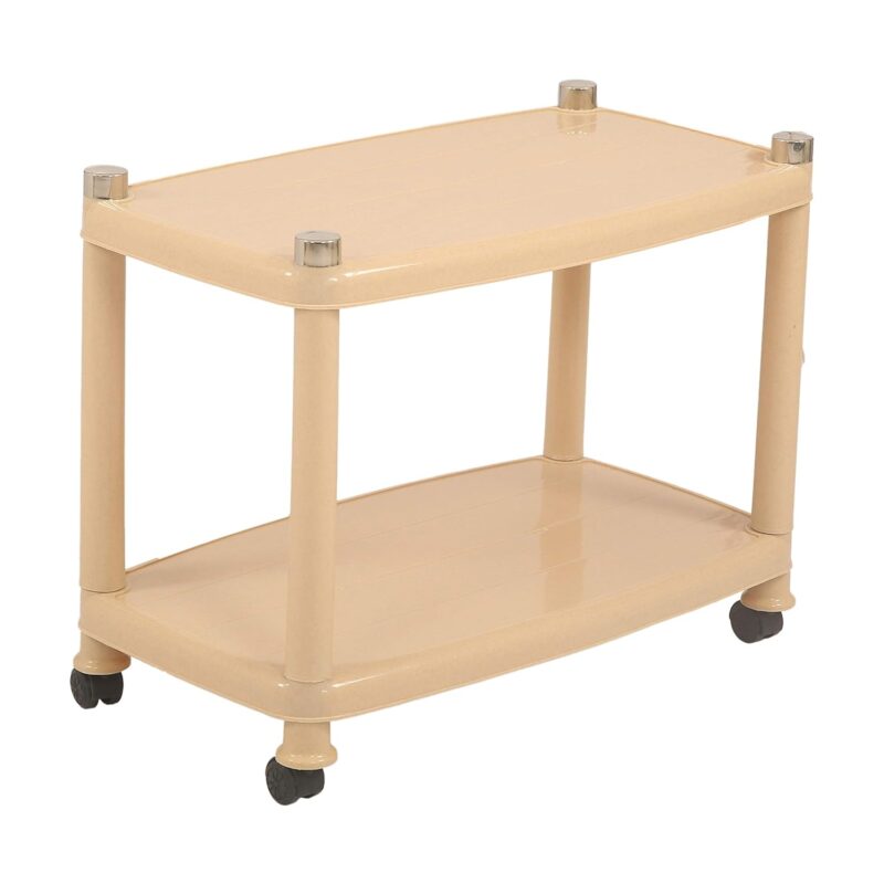 Nilkamal Delta Center Trolley Table – Marble Beige | Multi-Utility Table with Elegant Finish