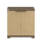 Nilkamal Freedom Mini Plastic Shoe Rack Cabinet with Dustproof Door – Sandy & Dark Brown | Compact Floor-Mount Chappal Stand for Home Use (Indoor & Outdoor)