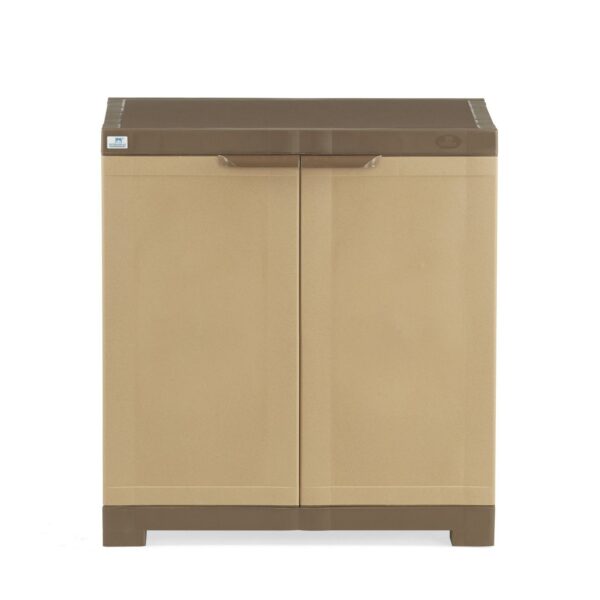 Nilkamal Freedom Mini Plastic Shoe Rack Cabinet with Dustproof Door – Sandy & Dark Brown | Compact Floor-Mount Chappal Stand for Home Use (Indoor & Outdoor)